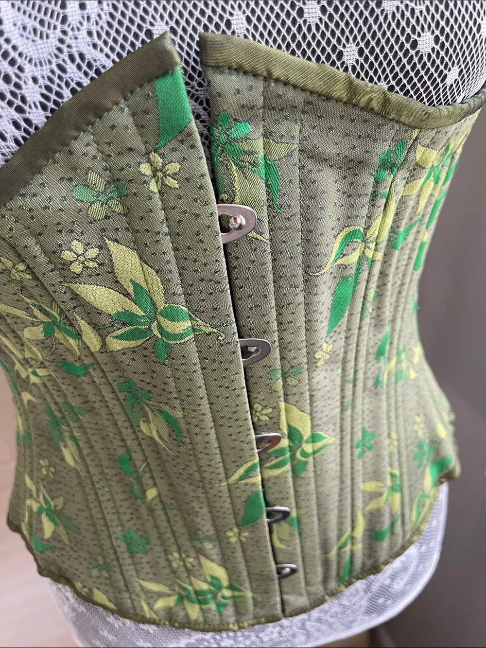 Olive Green Floral  Corset size 24 - Picture 5 of 8